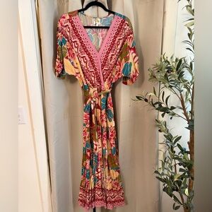 fig and flower Multicolor Floral V-Neck Maxi Dress